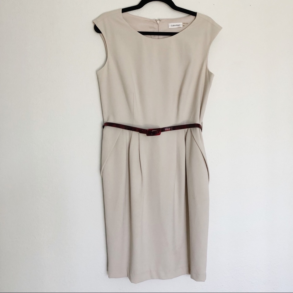 [Calvin Klein] Tan Sheath Dress